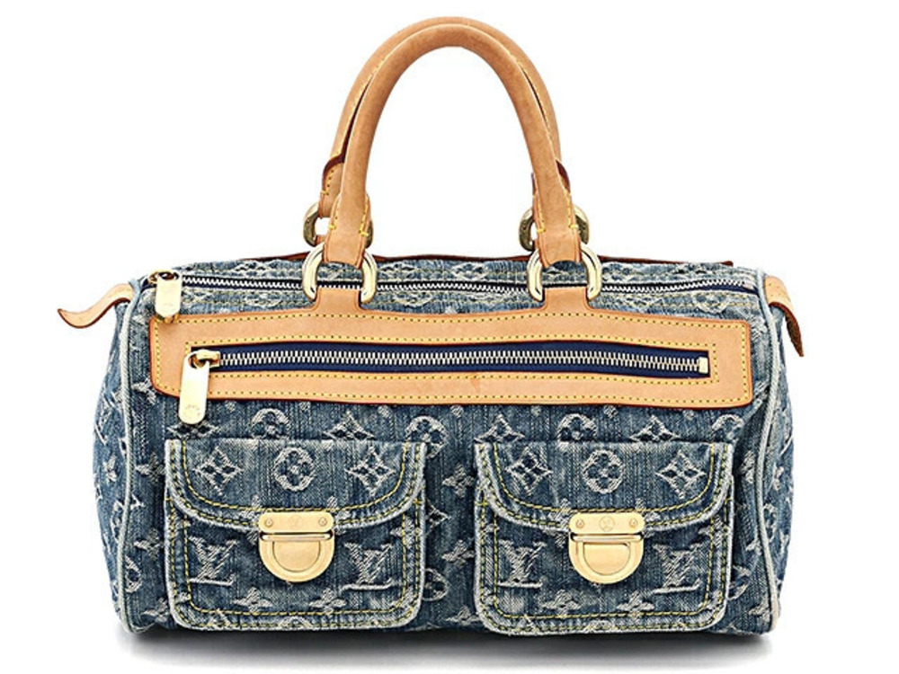 LOUIS VUITTON Neo Speedy Handbag Monogram Denim Blue